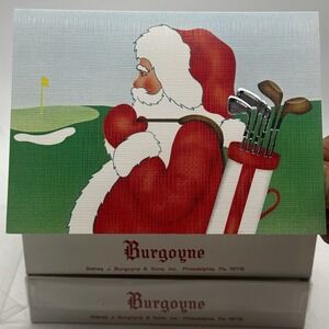 2 Boxes Burgoyne Christmas Holiday Greeting Cards 20 Santa Golf USA Vtg NOS